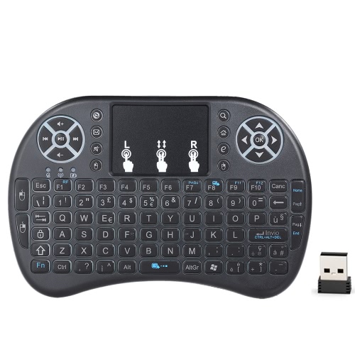 

Italian Version Backlit 2.4GHz Wireless Keyboard Air Mouse Black