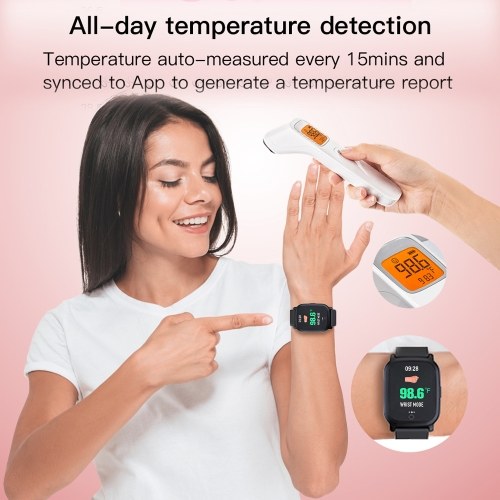 

Smart Sport Band Forehead Wrist Thermometer Fitness Tracker Bracelet Smart Watch Heart Rate Monitor Wristband Color Screen Waterproof Information Reminder