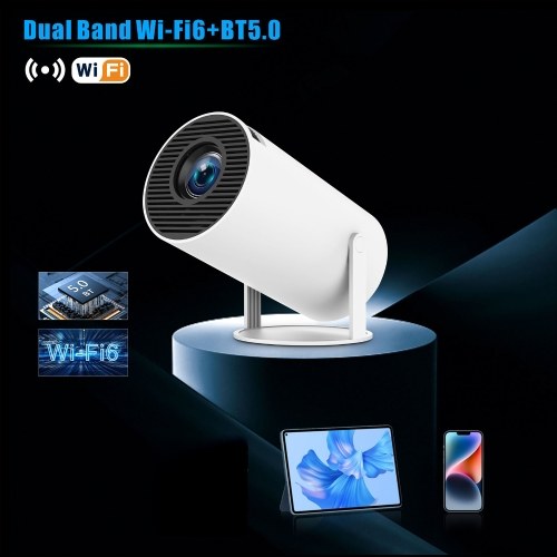 HD 720P Mini Projector Dormitory Outdoor Hard Resolve 4K Support AV1 180-Degree Rotation Support Automatic Correction 