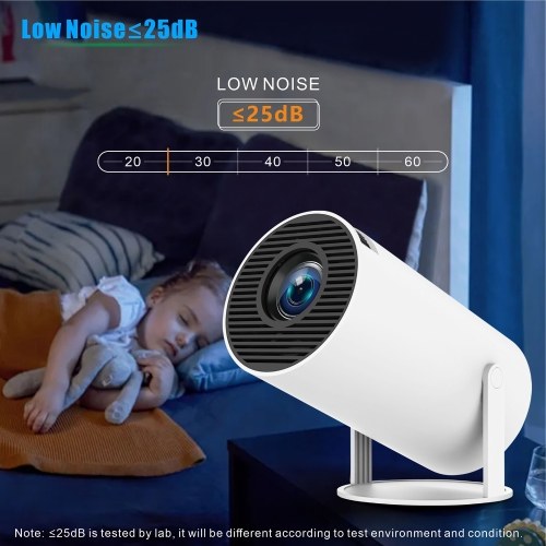 HD 720P Mini Projector Dormitory Outdoor Hard Resolve 4K Support AV1 180-Degree Rotation Support Automatic Correction 