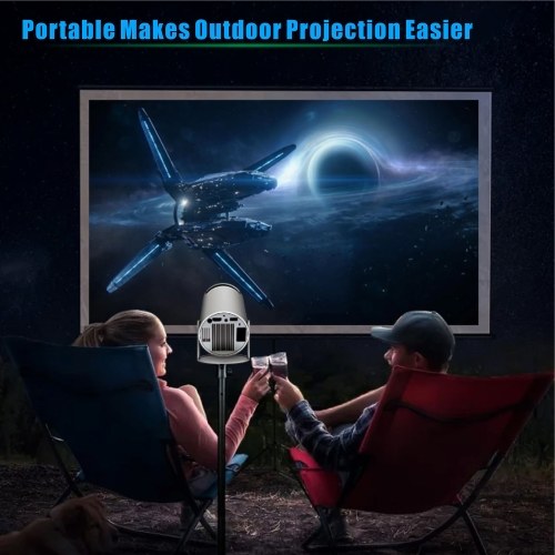 HD 720P Mini Projector Dormitory Outdoor Hard Resolve 4K Support AV1 180-Degree Rotation Support Automatic Correction 