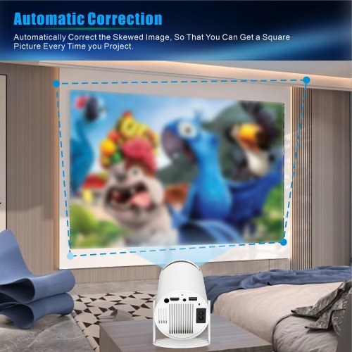 HD 720P Mini Projector Dormitory Outdoor Hard Resolve 4K Support AV1 180-Degree Rotation Support Automatic Correction 