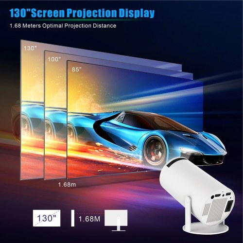 HD 720P Mini Projector Dormitory Outdoor Hard Resolve 4K Support AV1 180-Degree Rotation Support Automatic Correction 