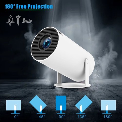 HD 720P Mini Projector Dormitory Outdoor Hard Resolve 4K Support AV1 180-Degree Rotation Support Automatic Correction 