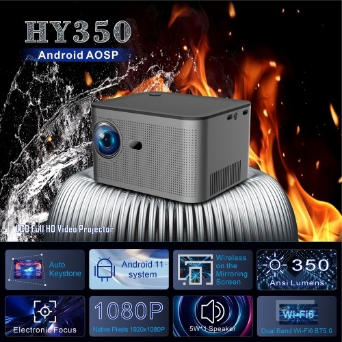 FHD 1080P 350 Lumen 4K Projector Business Office Dormitory Available Support Automatic Correction Silent Cooling System BT Speaker Mode 