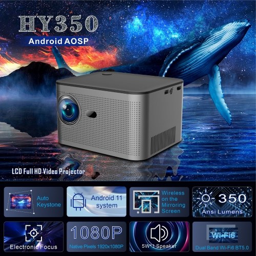 FHD 1080P 350 Lumen 4K Projector Business Office Dormitory Available Support Automatic Correction Silent Cooling System BT Speaker Mode 