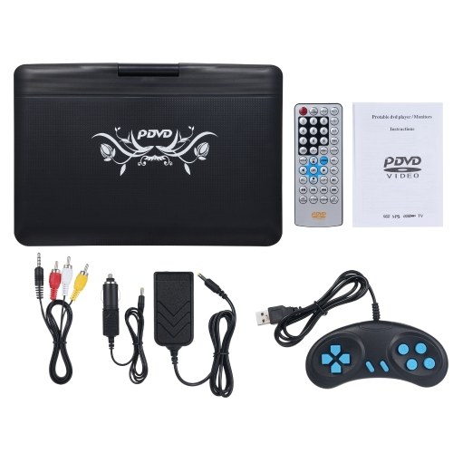 

9.8'' Portable DVD Player with 270° Swivel HD Screen Home Car TV DVD Player with Game Function Car Charger & AC Adapter Rechargeable Battery