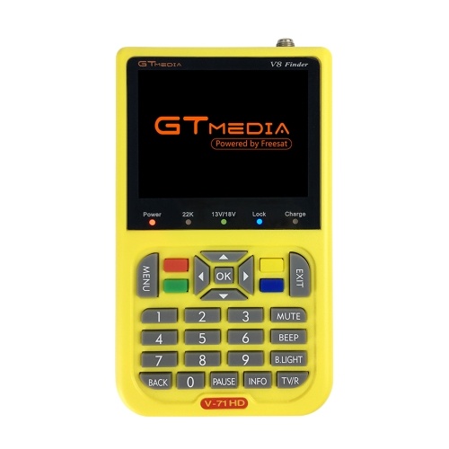 GTMEDIA TV Signal Finder Meter Receptor de TV digital DVB-S / S2 HD 3.5 pulgadas LCD Pantalla 3000mAh Batería Enchufe UE