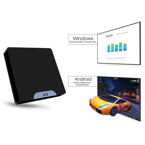

X5 Mini PC Support for Windows 10 + Android 5.1 Dual OS Smart TV Box x5-Z8350 64 Bits 2GB / 32GB BT 4.0 WiFi 1000M LAN Intelligent Media Player EU Plug