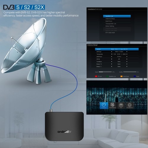 

MECOOL M8S PLUS DVB Android TV BOX + DVB-S/S2/S2X Set-top Box Android 7.1 Amlogic S905D Quad-core 1GB+8GB 4K WiFi LAN H.265 Airplay Miracast HD Media Player