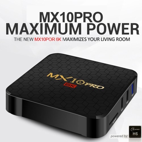 

MX10 PRO Smart TV Box Android 9.0 Allwinner H6 UHD 4K Media Player 6K Image Decoding 4GB / 64GB 2.4G WiFi 100M LAN USB3.0 H.265 VP9