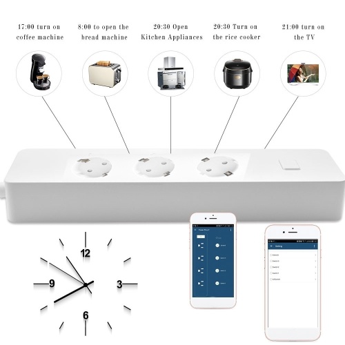 

Tuya Smart WIFI Power Strip EU Standard with 3 Plug and 2 USB Port Compatible with Amazon Alexa and Google Home