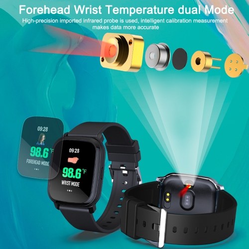 

Smart Sport Band Forehead Wrist Thermometer Fitness Tracker Bracelet Smart Watch Heart Rate Monitor Wristband Color Screen Waterproof Information Reminder