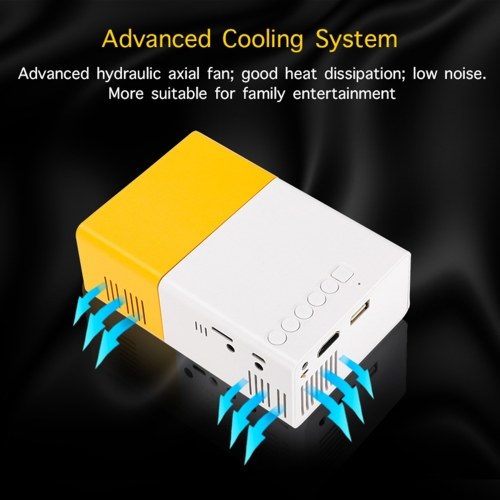 Mini LED Projector Supports 720P / 1080P Portable Video Projector with Built-in Speaker & Remote Control Support HD / AV / USB / Audio 3.5mm Interface for Home Theater Entertainment 