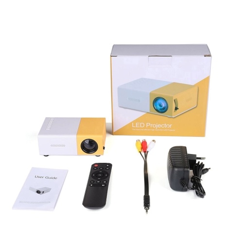 Mini LED Projector Supports 720P / 1080P Portable Video Projector with Built-in Speaker & Remote Control Support HD / AV / USB / Audio 3.5mm Interface for Home Theater Entertainment 