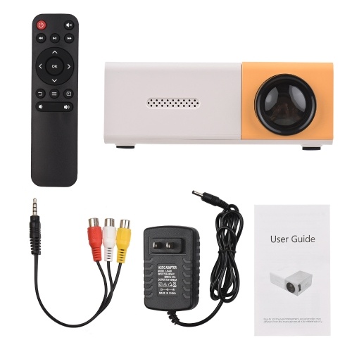 Mini LED Projector Supports 720P / 1080P Portable Video Projector with Built-in Speaker & Remote Control Support HD / AV / USB / Audio 3.5mm Interface for Home Theater Entertainment 