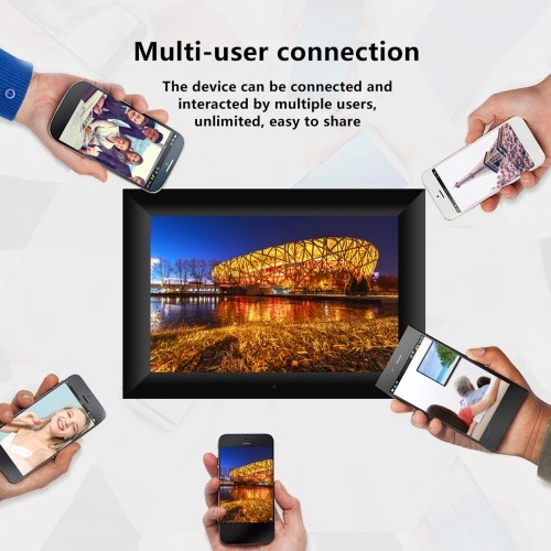 

Цифровая фоторамка P100 WiFi 10,1-дюймовая 16 ГБ Умная электронная фоторамка Управление приложением Отправить фотографии Нажмите видео Сенсорный экран IPS ЖК-панель 800x1280