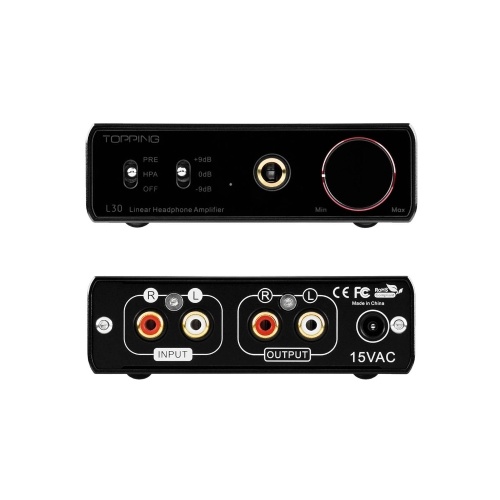 TOPPING L30 HiFi Headphone Amplifier RCA Preamplifier Earphone Amp 6.35mm NFCA 3 Step Gain Settings