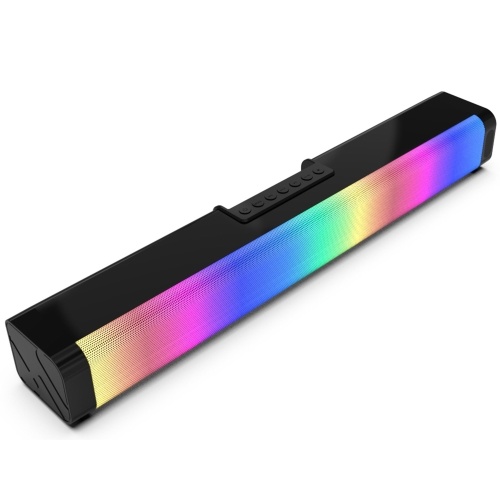 LP-18 HiFi Soundbar 20W Alto-falante LED RGB Light Computer Game Subwoofer BT Alto-falante Home Theater Soundbar Soundbar Estéreo Music Player Suporte USB / AUX / Entrada ótica para PC Laptop Smartphone Tablet com controle remoto