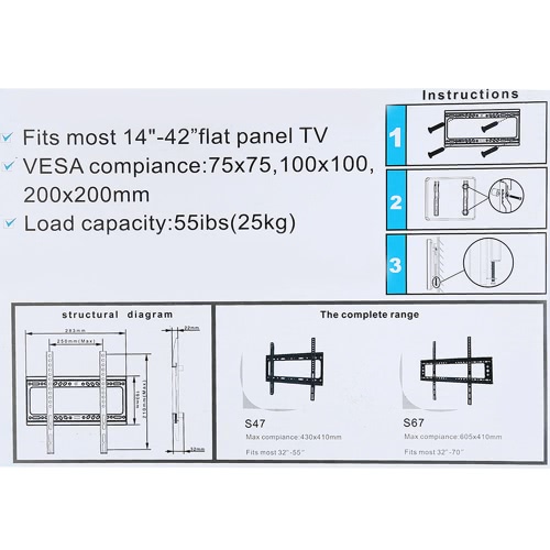 

TV Wall Mount Bracket for 14" ~ 42" TV