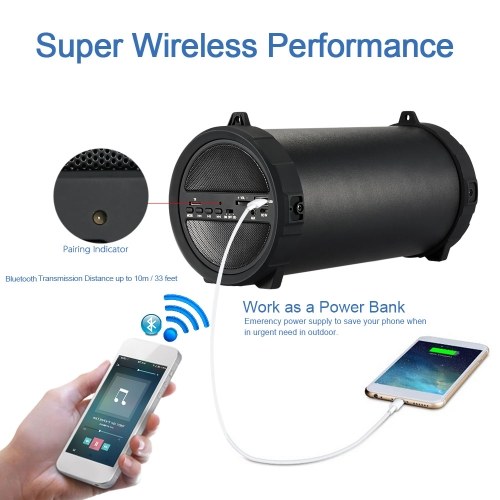 

Second Hand SK-03 Wireless Stereo Bluetooth Speaker Multimedia Mobile Loudspeaker USB &3.5mm FM Radio Subwoofer Hands-free w/ Mic TF Card slot for iPhone 6s 6 Samsung LG Notebook Tablet Other Bluetooth-enabled Devices