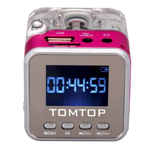 Mini portatili di musica digitale MP3/4 lettore Micro SD/TF USB disco diffusore FM Radio rosa