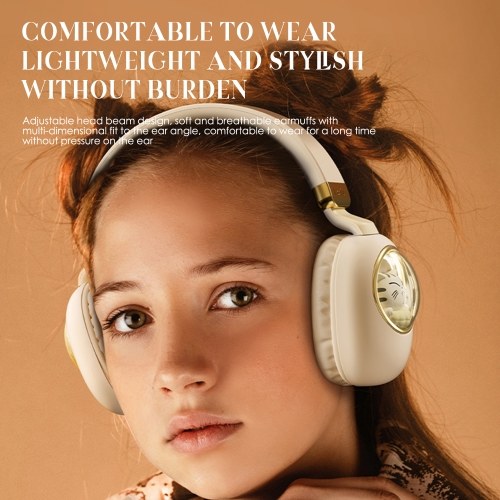 Cute Cartoon Wireless BT5.3 Headphones Over Ear Gaming Headset Cute Animal Design AUX IN Wired Earphone with Colorful Atmosphere Light Foldable Soft Ear Cushions 