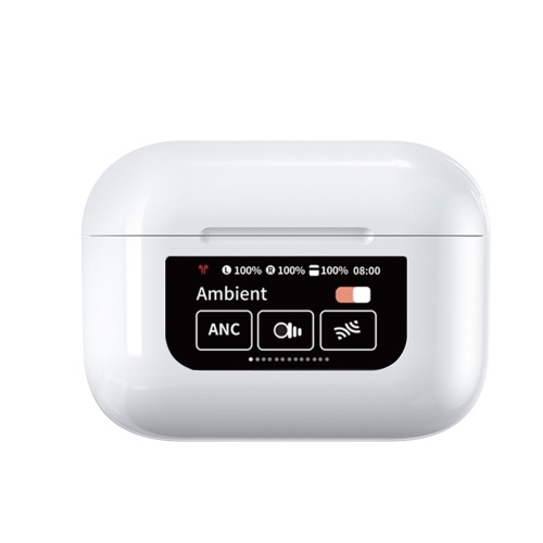 Fone de ouvido sem fio YW08 BT 5.4 com estojo de carregamento Tela colorida Smart Touch ANC Cancelamento de ruído ambiente Som surround estéreo 9D