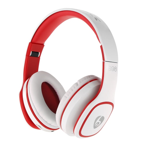 S98 Wireless BT Headphone Foldable Over-ear Headsets 3.5mm Wired Earphone Support TF Card Music Play FM Radio Hands-free Calling White for iPhone 7 6S Plus Samsung S6 Note 6 MP3 MP4 Laptop Notebook