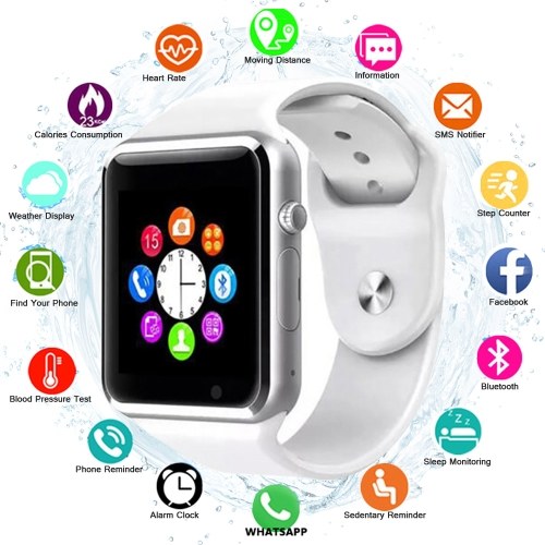 

A1 Bluetooth Smart Watch Sport Smartwatch Touchscreen with Camera TF SIM Card Slot Pedometer Music Player Sleep Monitor for Kids Women Men