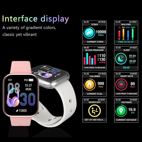 

K6 Intelligent Watch Fashion Heart Rate Blood Pressure Monitoring BT Sports Watch 1.3in Display Screen IP67 Waterproof Fitness Tracker