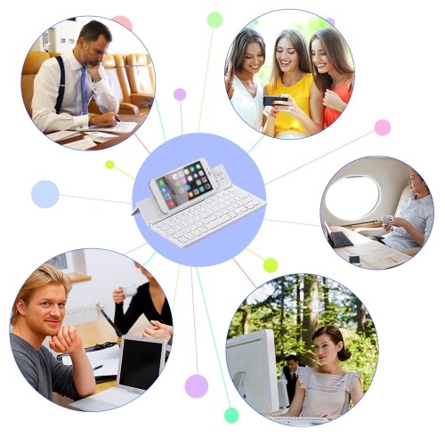 

CL-666 Foldable BT Keyboard Wireless Ultra Slim Portable Pocket Keyboard Compatible with IOS Android Windows Smart phone Tablet and Laptop