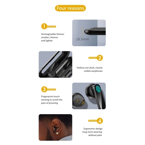 

XG49 BT5.0 Earphones Fingerprint Touch Control Clear Calls IPX6 Waterproof Ultrathin Charge Box