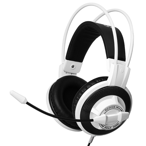 SOMIC G925 Casque de jeu filaire monté sur la tête avec unité de pilote de 40 mm Microphone à réduction de bruit omnidirectionnel Blanc