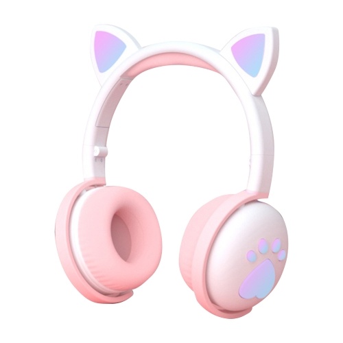

BK1 BT Wireless Headphones RGB Glowing Lights Cute LED Cat Ear Paw Girls Gift Kids Headset Wireless Stereo Bass 3.5mm Plug With Mic