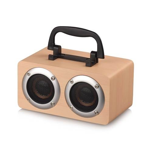 Portable Bluetooth 4.2 Speaker Wooden Player Stereo Surround Player Double Horn Built-in 1200mAh Battery with TF Card AUX Audio Soundbar