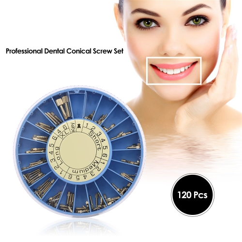 

120Pcs/ Box Dental Conical Screw Set Stainless Steel Posts Kit Dental Refill Files Dental Tool