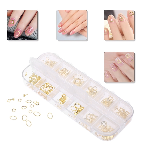 

2pcs Nail Sticker 1 Box 3D Nail Art Glitters Studs Cat Lase Lace Patttern Manicure Metal Gold Decoration Manicure DIY