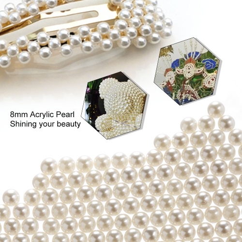 

8mm Acrylic Pearl White Loose Pearl Beads for Vase Fillers Jewelry Making Decoration Tool (Approx 1800pcs)