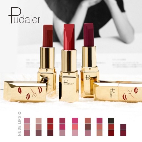 

Pudaier Lip Makeup Pigments Waterproof Lipstick Nude Sexy Long Lasting Lip Rouge Moisture Cosmetics