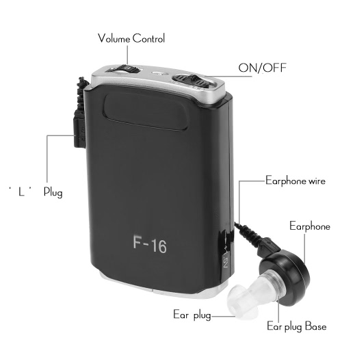 

AXON F-16 Pocket Hearing Aid Mini In Ear Sound Amplifier Deaf Aid with 3 Different Size Earplugs Volume Adjustable Audiphone for Hearing-impaired MINI Loudspeaker