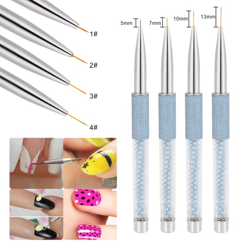 

Nail Art Painting Brush 5/7/10/13mm Crystal Acrylic Nail Art UV Gel Painting Line Brush Nylon Hair Pen Manicure Nail Liner Tool