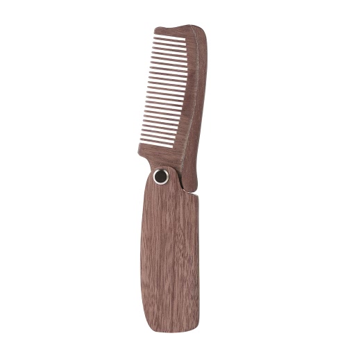 1pc Folding Beard Comb Pocket Size Moustache Comb Wood Anti-static Hair Comb for Men & Women