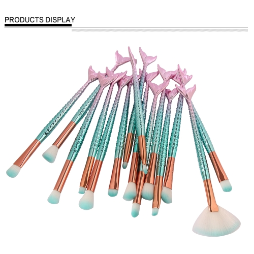 

15pcs Cosmetics Beauty Makeup Brushes Set Power Eye Shadow Eyeliner Blush Lip Mermaid Make Up Tools Kits