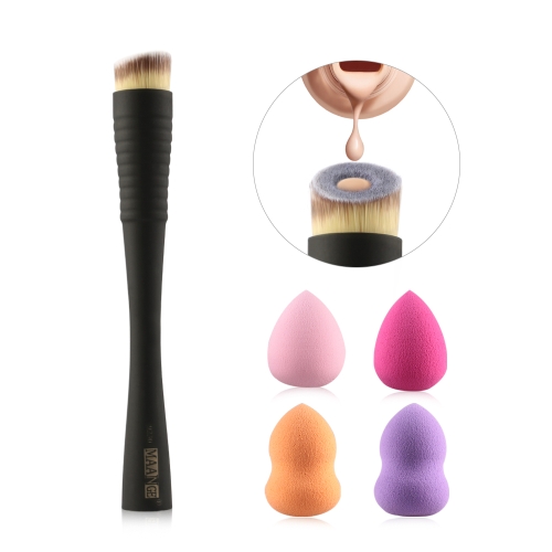 

1Pcs Foundation Makeup Brush + 4pcs Sponge Puff BB CC Cream Liquid Power Cosmetic Essential Blending Make Up Tool