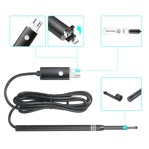 

2 в 1 Эндоскоп с Wi-Fi-соединением Многофункциональный USB-интерфейс Беспроводная ушная уборка Визуальная мини-камера для ушей Earpick Ears Spoon Tool 6 Регулируемые светодиоды