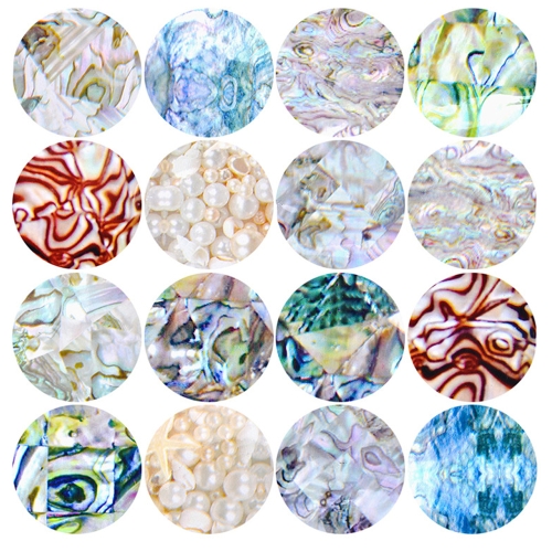 16 pcs Novo Manual DIY Nail Art Adesivos Shell Céu Estrelado Leopardo Adesivo Decorativo