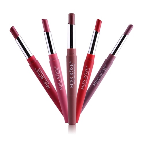 

MISS ROSE 2 in 1 Lip Liner Pen Waterproof Colorful Silk Smooth Lipstick Pen Pencil Stretch Lip Brush Tool Lip Makeup