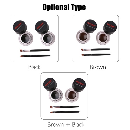 

2 PCS 2 in 1 Black Gel Eyeliner Colors Long Wear Waterproof Eye Liner Makeup Kit Equipped with 2 brushes