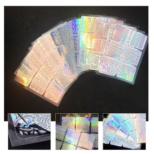 

12/24 шт 3D лазерный полый трафарет наклейки Nail Vinyls Transfer Советы Руководство шаблон Смешанный шаблон дизайн наклейки